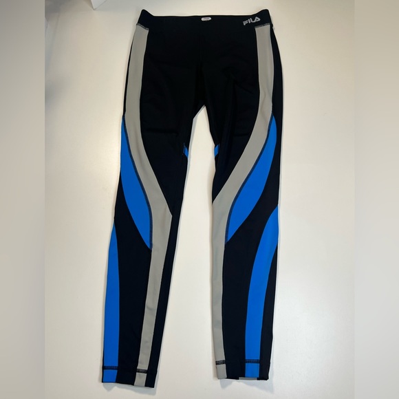 Fila Pants - Fila Sport Contour Spiral Leggings Blue Gray and Black Size Small